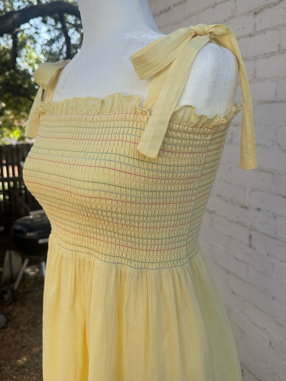 ModCloth Smocked Tie-Shoulder Midi Dress Yellow Size S - Picture 6 of 12
